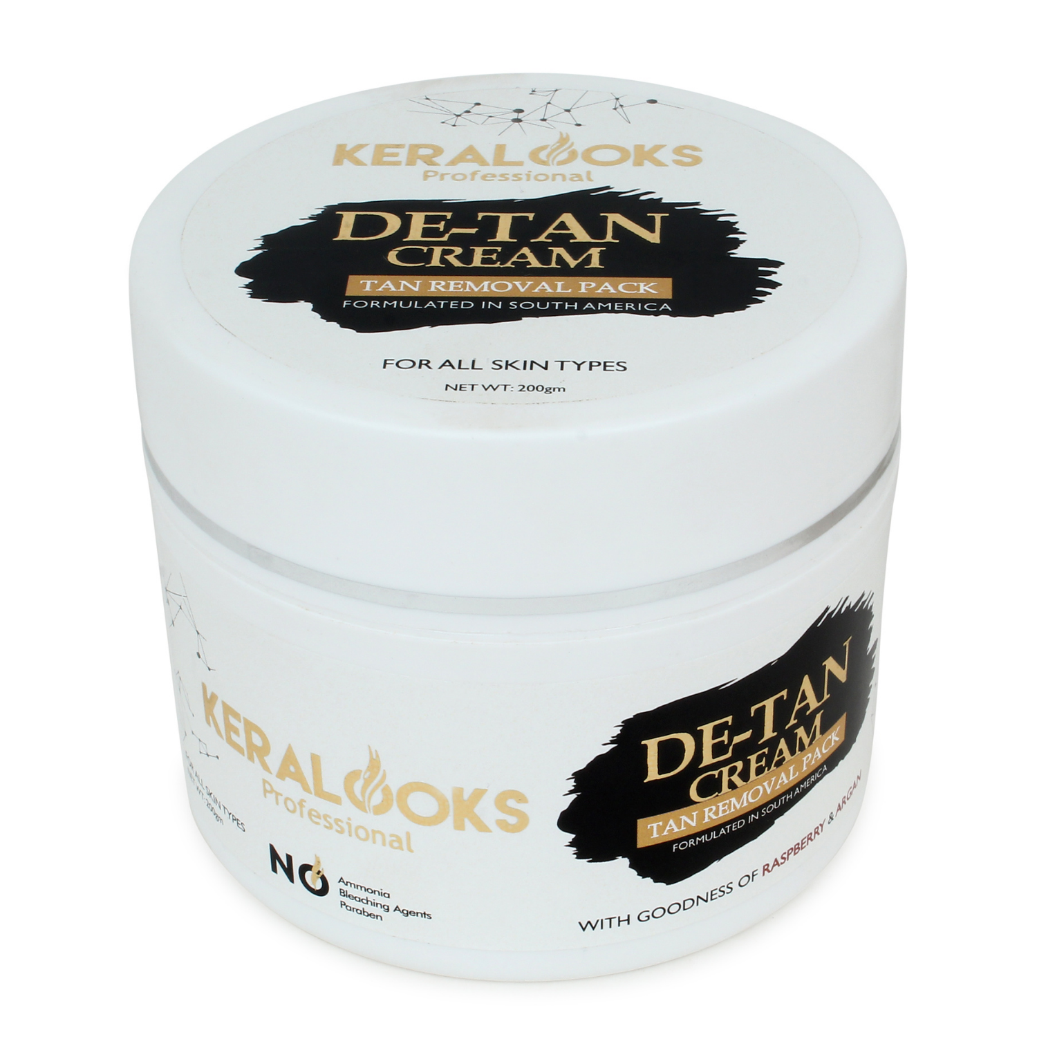 Keralooks professional De Tan cream tan removal pack with raspberry and argon oil 200gm