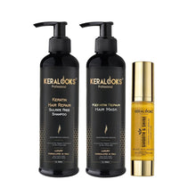 Load image into Gallery viewer, keratin shampoo+mask Combo pack (250ml) and Argan hair serum 50ml |Promote silky,smooth,and frizz-free hair (Sulphate-free)
