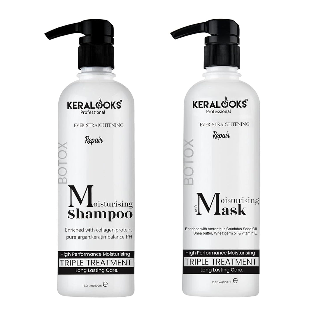 Keralooks professional ® moisturising ever straightening hair Botox shampoo and mask |500ml| (combo set)