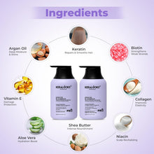 Load image into Gallery viewer, Keratin B-Complex Smoothening Hair (COMBO 250ML EACH) with Biotin, Collagen, Argan Oil, Sulfate-Free, for Dry Damaged &amp; chemically treated hair

