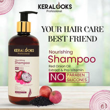 Load image into Gallery viewer, Keralooks professional® Red Onion seed oil shampoo &amp; conditioner for hairfall and frizzyness control (300ml each)
