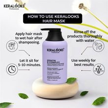 Load image into Gallery viewer, Keratin B-Complex Smoothing Hair Mask 500ml | Infused with Biotin, Collagen, Niacin &amp; Argan Oil | Sulfate-Free, Paraben-Free, Color Safe Hair Mask for Thin &amp; Dry Hair
