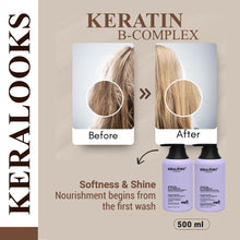 Load image into Gallery viewer, Keratin B-Complex Smoothening Hair (COMBO 500ML EACH) with Biotin, Collagen, Argan Oil, Sulfate-Free, for Dry Damaged &amp; chemically treated hair
