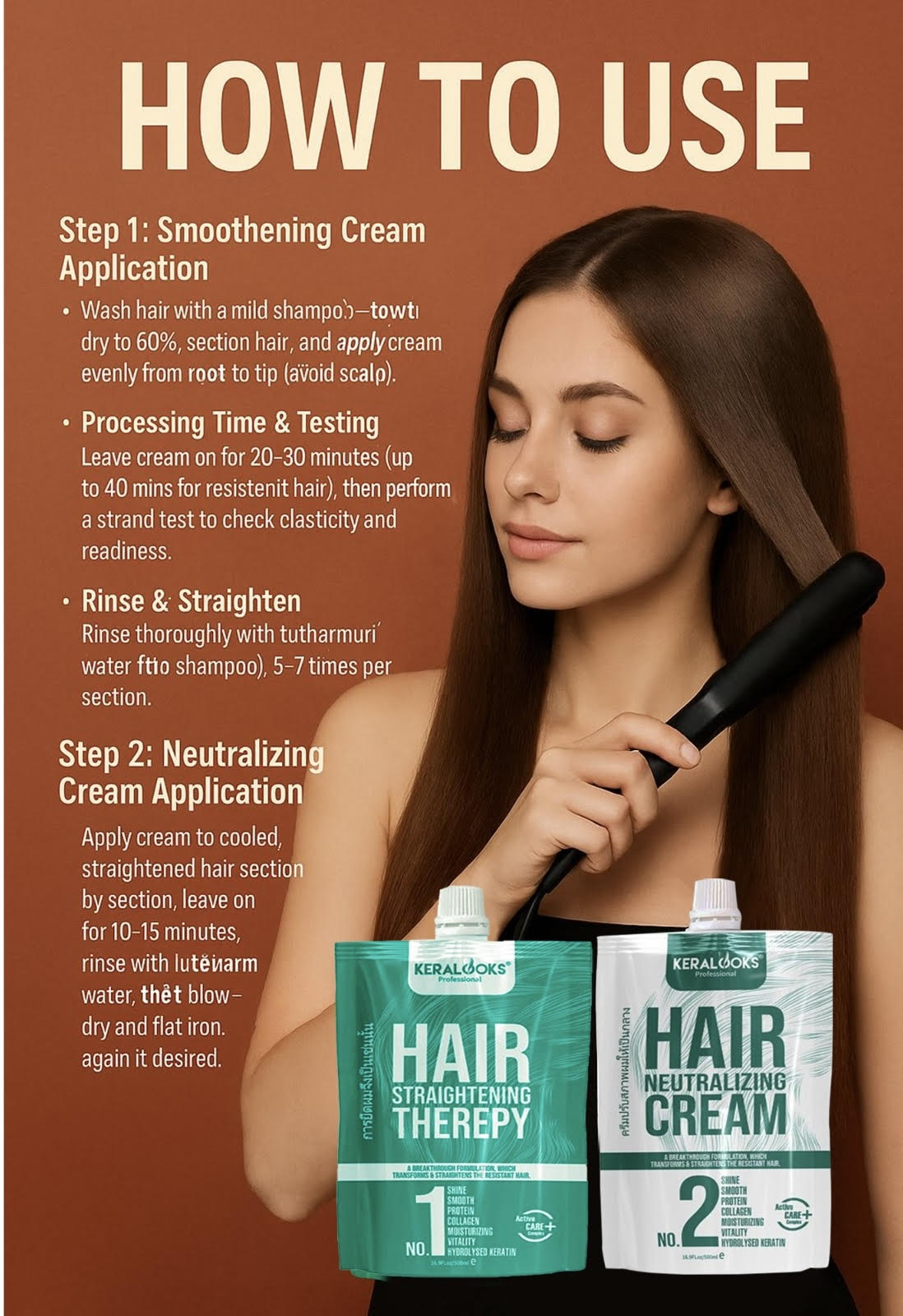 Hair straightening therepy and neautrilizer cream (500ml each) and