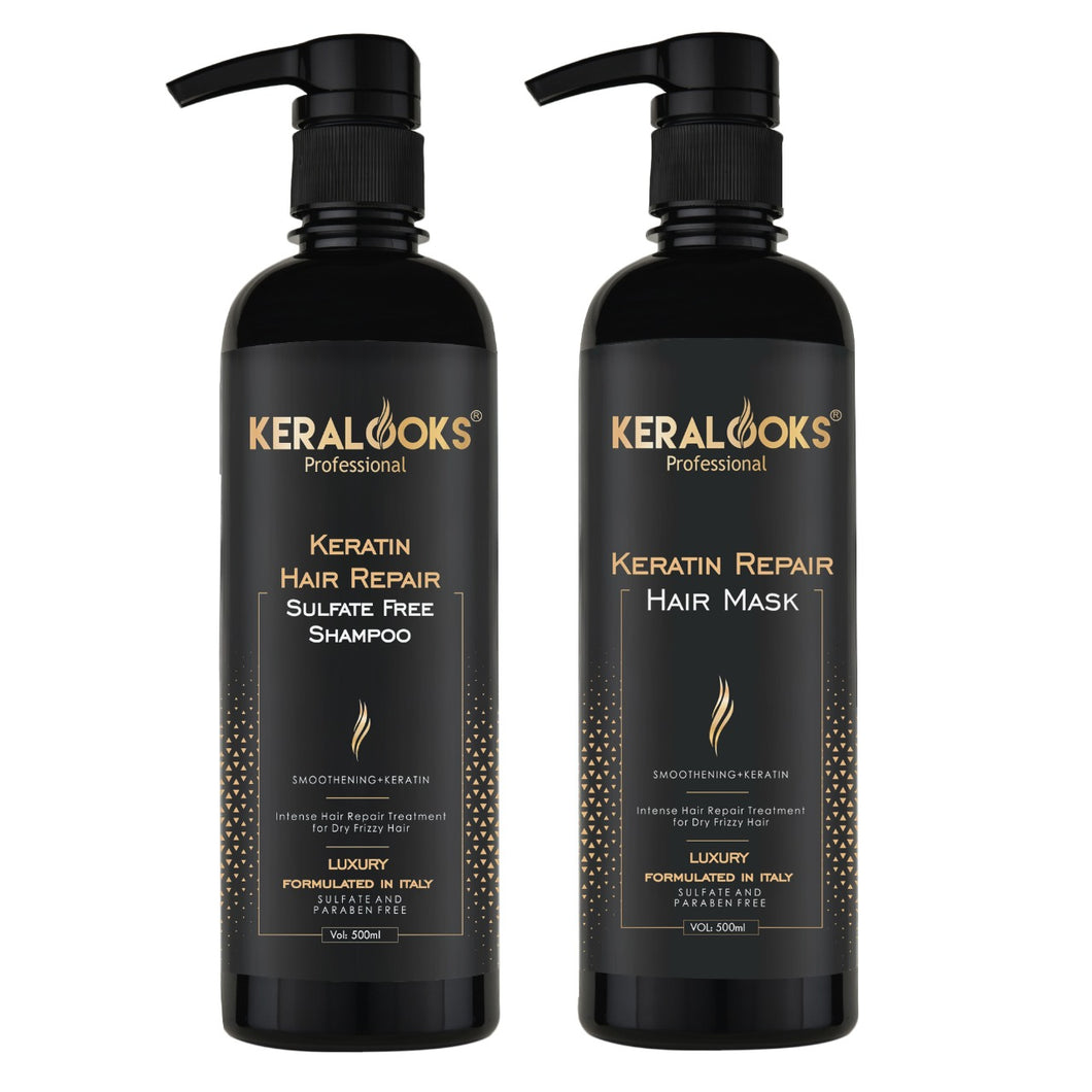 Keralooks Professional® Keratin Sulphate Free Shampoo and Mask Combo Pack (500ml each)